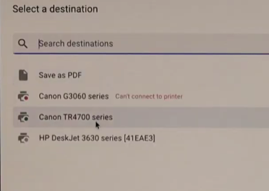 is canon pixma tr4720 compatible with chromebook


